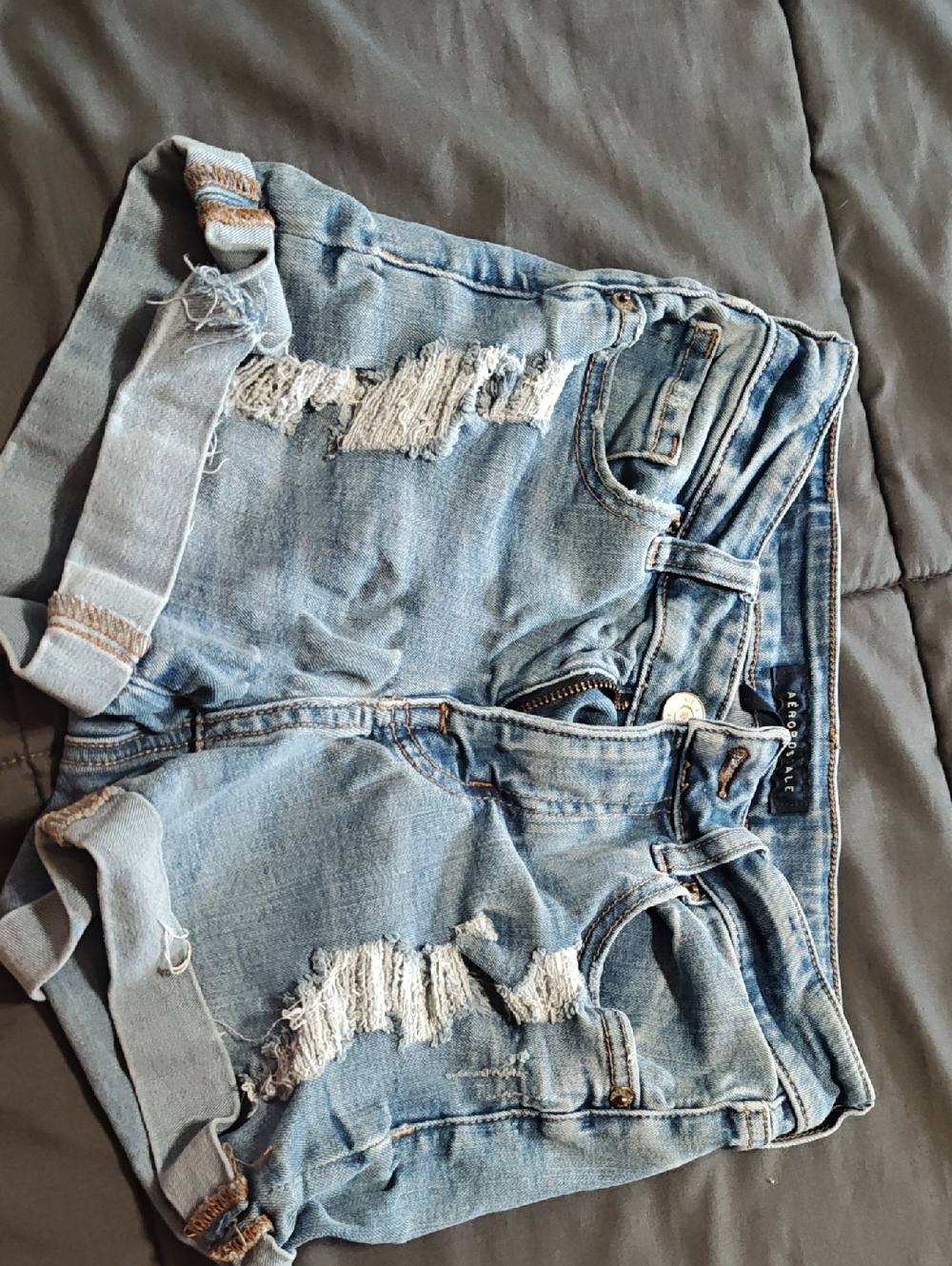 Aeropostale Light Wash Distressed Denim Shorts